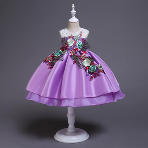 Commercio all'ingrosso Principessa Lunghi Ragazze Pageant Abiti Per Bambini Prom Dresses Puffy Ricamato Abito di Sfera - Product Image 4
