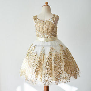 <strong>Gold</strong> Lace Ivory Tulle Wedding <strong>Flower</strong> <strong>Girl</strong> <strong>Dress</strong> Princess Birthday Party <strong>Dress</strong> Kids Toddler Baby <strong>Girl</strong> <strong>Dress</strong> - Product Image 3