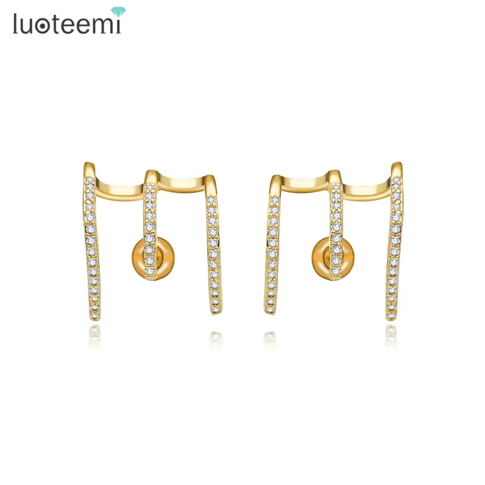 LUOTEEMI New Arrival Fashion 18K Yellow Gold Plated Wedding Stud Pearl Earrings Wholesale