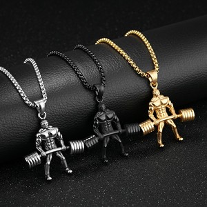 <span class=keywords><strong>Hercules</strong></span> Barbell levantamiento de pesas colgante collar Fitness joyería fábrica 316 acero Marlary Fitness hombre para hombres regalo impermeable - Product Image 5