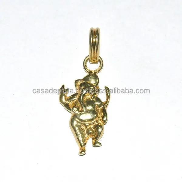 Plated Pendant Jewelry Gold 925 Sterling Silver Designer Lord Ganesha Plain Charm Pendants Silver Gemstone CASA DE PLATA SSP-6