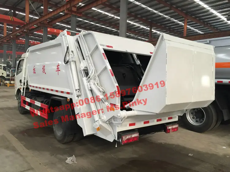 6 Ton Vuilnis Compactor Vrachtwagen 8000 Liter Afvalverwijdering Vrachtwagens met Hydraulische Achter Belasting Handgrepen Whatsapp 0086 15897603919