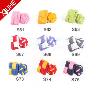 Đầy Màu sắc đàn hồi Knot Khuy măng sét người đàn ông vải Khuy măng sét - Product Image 3