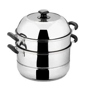 30cm 3-layers industrial steam cooking pot steamer soup pot stainless large cooking pots for sale for wholesale