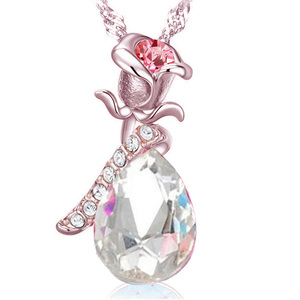 Collana di Cristallo con Lacrima d'Angelo Rosa, Gioielli alla Moda per Feste e Accessori - Product Image 2