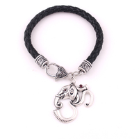 B307 Huilin Bijoux Nouveau Design OM Hindou Ganesh Pendentif Éléphant Inde Religieuse Amulette Bracelet En Cuir