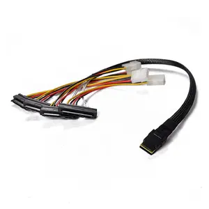 Mini conector sas, mini conector de cabo sata de potência, conector interno de criação de sas 36pin SFF-8087 para (4) com 29pin SFF-8482 conectores com alimentação sata,