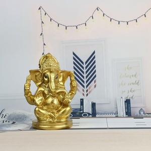 4.72 Inch High Hand Painting Poly Stone <strong>Gold</strong> Color Indian God Ganesha <strong>Statue</strong> for Car Decor Hindu Lord Ganesh <strong>Statue</strong> - Product Image 3