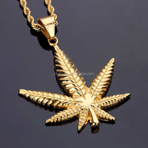 Collier classique rétro avec <span class=keywords><strong>feuilles</strong></span> <span class=keywords><strong>de</strong></span> mauvaises herbes, bijoux en acier inoxydable, style hip hop, tendance - Product Image 5