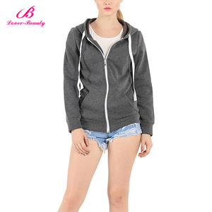 Entrega rápida suelta gris oscuro manga larga con capucha mujeres sudadera fabricante - Product Image 2