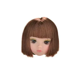 High quality Brown Hair vinyl rubber doll head