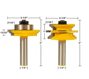 Ponteira de roteador de haste ogee, conjunto de 2 peças de ponteira de vidro e estilo c3, pontas de carboneto, ferramenta de corte de madeira, broca de roteador de L-N116 ", 1/2