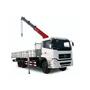 2 Trục 3 Axls Cargo Truck Mounted Crane 8T Phẳng Tow Xe Tải Gắn Cẩu 12 Tấn Telescopic Boom Xe Tải Gắn Cẩu