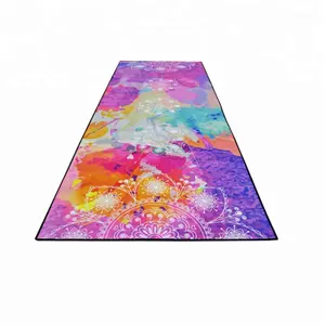 Eco friendly OEM wholesale silicon dots liquid sweat water absorbent suede fabric rubber yoga mat towel travel yoga mat