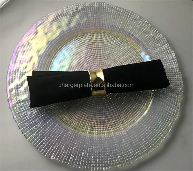 China fábrica de placa única boda Eventos Decoración de vidrio transparente placa del cargador