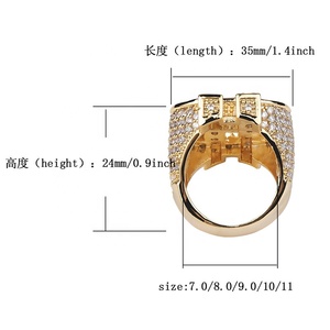 Vente <span class=keywords><strong>en</strong></span> gros de bagues de luxe tendance Hip Hop pour hommes, bagues <span class=keywords><strong>en</strong></span> laiton plaqué <span class=keywords><strong>or</strong></span> avec zircon cubique glacé, bague bling <span class=keywords><strong>en</strong></span> CZ, <span class=keywords><strong>dollar</strong></span> et argent - Product Image 2