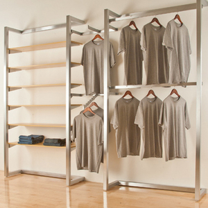 Moderna In Acciaio Inox Personalizzata Negozio di Abbigliamento di Montaggio A Parete Mensola di Visualizzazione di Disegno per le Signore della Moda Boutique di Abbigliamento - Product Image 3