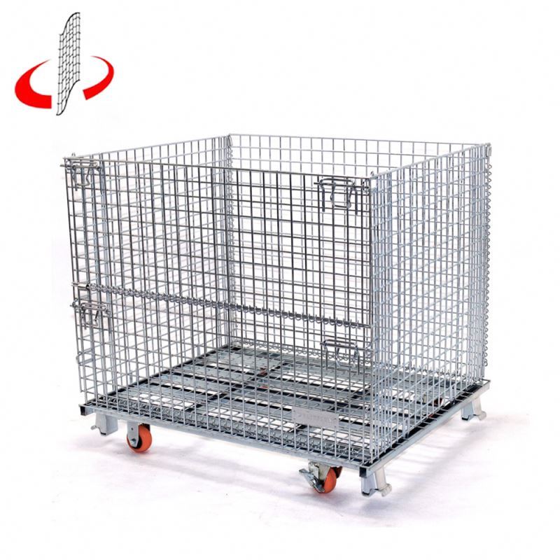 Custom Cage Empilable Industrielle Entrepôt Récipient En Métal Tressé