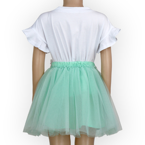 Calidad superior del bebé del recorte de manga corta Blusa con Romance Tulle falda niños 2 unidades ropa del bebé para partido - Product Image 3