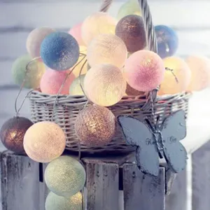 Guirlande lumineuse en boule de coton colorée à lumière Led, pour décoration de vacances, 5 m