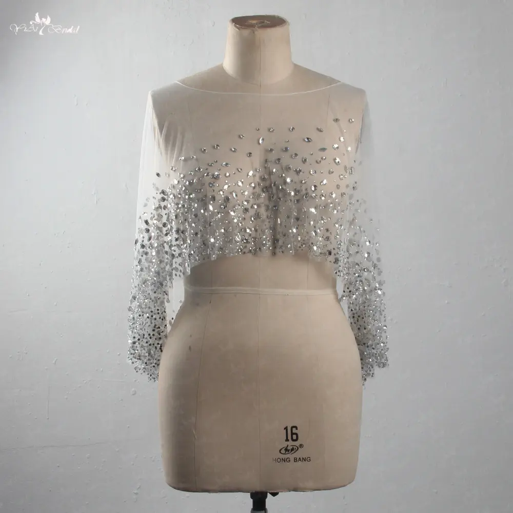 Uthai — veste de mariée perlée pour femmes, en Tulle, blanc brillant, Cape de mariage, images réelles, LZP415