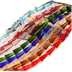 Corte de la mano de perlas de vidrio Torre forma de gota para collar de pulsera de cuentas - Product Image 1