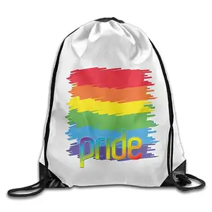 Mochila de esporte do orgulho gay lgbt, arco-íris, bolsa de cordão, bola branca, mochila de viagem para homens e mulheres