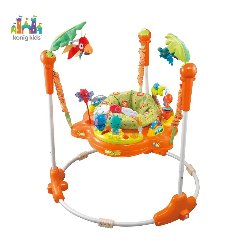 Konig çocuklar Jungle yaylı salıncak oyuncaklar sandalye ile müzik bebek Jumper aktivite merkezi tekerlekler bebek yürümeye başlayan yürüteç