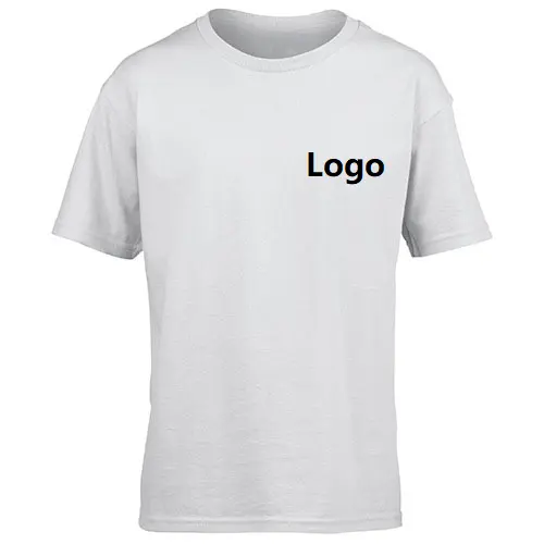 Camiseta de algodón blanca Lisa para niños, Camiseta con estampado a granel OEM, unisex, para niños y niñas
