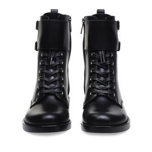 Femminile <span class=keywords><strong>Tacco</strong></span> di Spessore <span class=keywords><strong>Stivaletti</strong></span> Alla Caviglia Delle Signore di Blocco Scarpe <span class=keywords><strong>Tacco</strong></span> 2018 Breve Botas Lace Up Stivali Da Moto Stivali Da Combattimento Nera per delle donne - Product Image 3