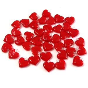 <span class=keywords><strong>Colgante</strong></span> de Corazón <span class=keywords><strong>Rojo</strong></span> de Cristal Lampwork de 15 mm para Decoración de Bodas, Abalorio de Corazón - Product Image 2