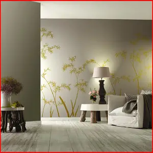 竹设计无纺布中国手绘金色墙纸