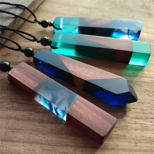 2023 New Arrival Handmade Wood Resin Pendant Statement Kolye Necklace For Women And Men