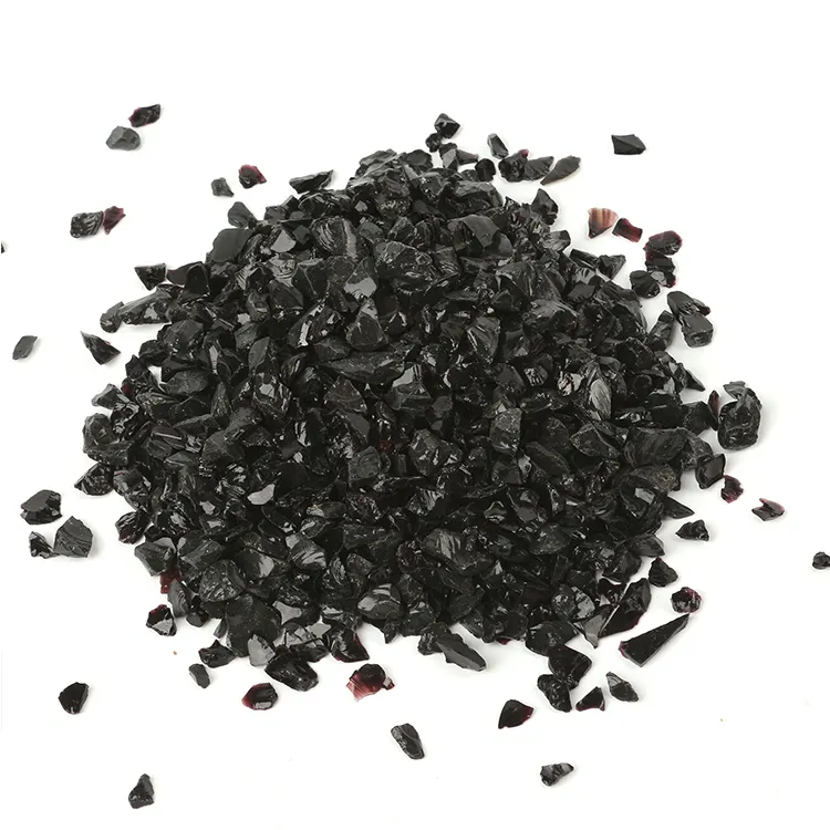 3-6mm dekorative schwarze Farbe Feuer glas Kies Felsen Steine für Feuerstelle Terrasse Garten dekoration