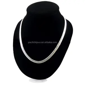 925 plain silver chain necklace jewelry wide snake blade collar jewellery