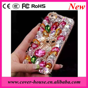 Hecho A <span class=keywords><strong>Mano</strong></span> de Lujo 3D Fox Grandes Piedras TPU Cubierta de La PC caso para el iphone 6 6 S Bling del teléfono móvil caso - Product Image 1