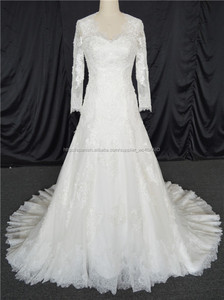 Elegante vestido largo de boda del <span class=keywords><strong>organza</strong></span> vaina de la <span class=keywords><strong>manga</strong></span> del tren con la espalda desnuda - Product Image 5