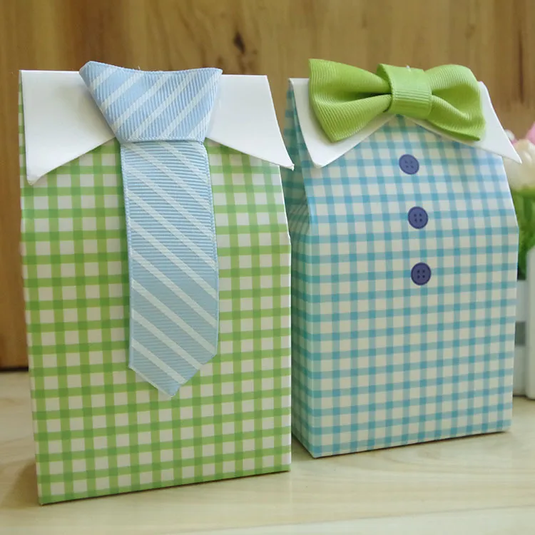 Синий зеленый галстук-бабочка My Little Man Подарочный пакет для подарков на день рождения
