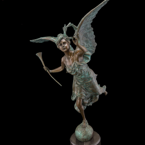 Scultura Decorativa da Giardino in Bronzo di Fata Alata e Uccello all'Ingrosso - Product Image 3
