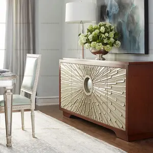 อิตาลีแฟชั่นโมเดิร์นออกแบบไม้คอนโซลตาราง Gold Glossy Sideboard ตู้