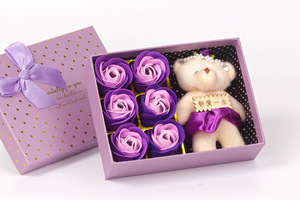 2018 vendita calda 6 fiore di sapone rosa con orso per san valentino - Product Image 4
