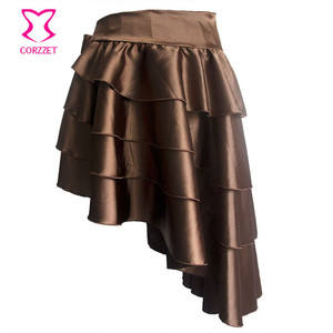 Corzzet Wholesale <strong>Black</strong> Satin Steampunk <strong>Skirt</strong> <strong>Plus</strong> <strong>Size</strong> Punk Victorian Gothic Dress - Product Image 6
