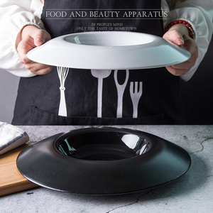 Factory Sales Stocked Black and White Bright Glazed Round Food/soup 11" European Style <strong>Ceramic</strong> <strong>Plate</strong> - Product Image 4