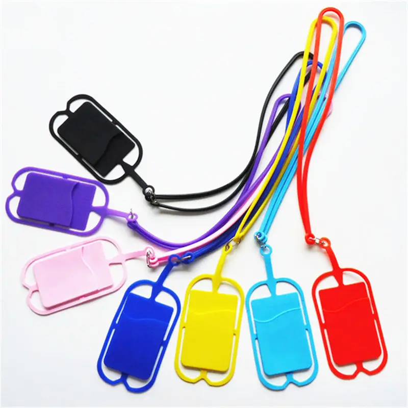 Oempromo Silicone Mobile Phone Strap Hang Around Neck Lanyard with Pocket Make Cell Phone Strap