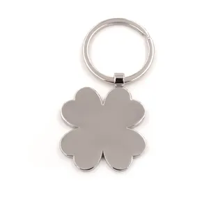 Promotional four leaves clover shaped blank metal keychain