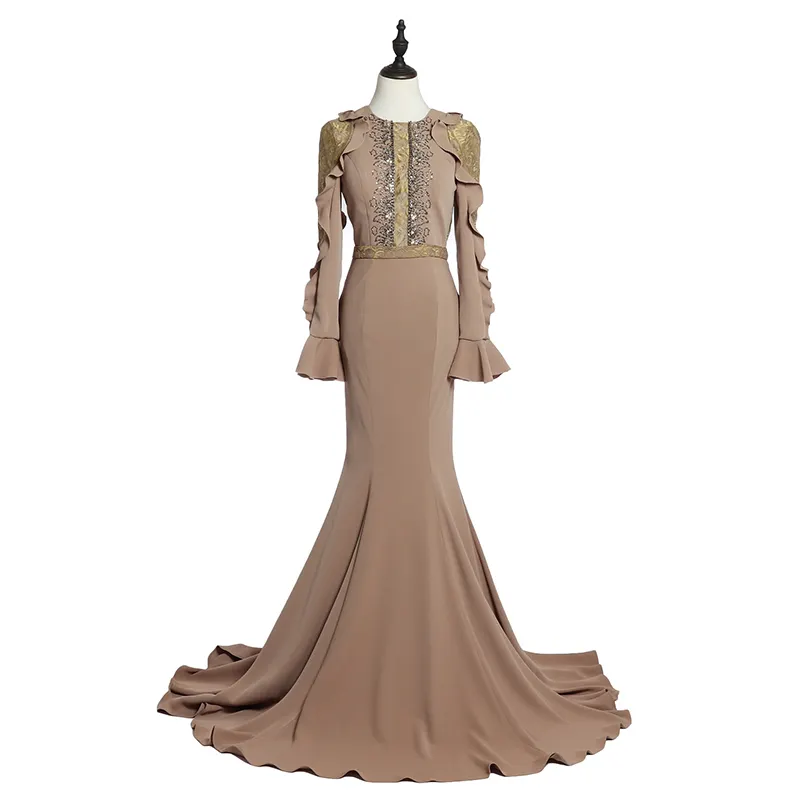 2019 Italienisches Design Chiffon Abend Meerjungfrau Kleider aus Dubai