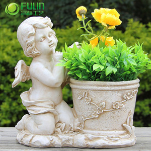Pot <span class=keywords><strong>de</strong></span> fleurs Art Déco en polyrésine style européen, ange bébé artisanal, étanche, 8,2 pouces, pour décoration extérieure <span class=keywords><strong>de</strong></span> <span class=keywords><strong>jardin</strong></span> et intérieur sur le sol - Product Image 2