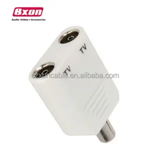 Conector PAL 2 vias divisor de cabo coaxial TV coaxial 1 macho para 2 fêmea adaptador Ariel