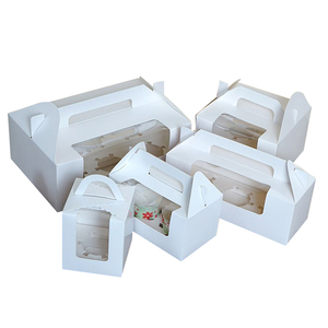 Venta al por mayor de alimentos a granel Cupcake Gable Box con asa hecha de cartón recubierto de papel de arte Ecológico Cajas de carpetas rígidas - Product Image 1