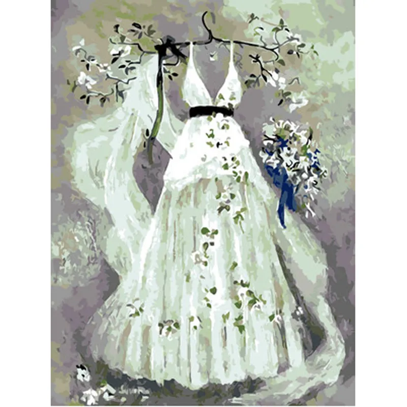 Diy Leinwand Ölgemälde Drucker hängen Blume Hochzeits kleid Poster und Drucke Home Decor Einzigartiges Geschenk